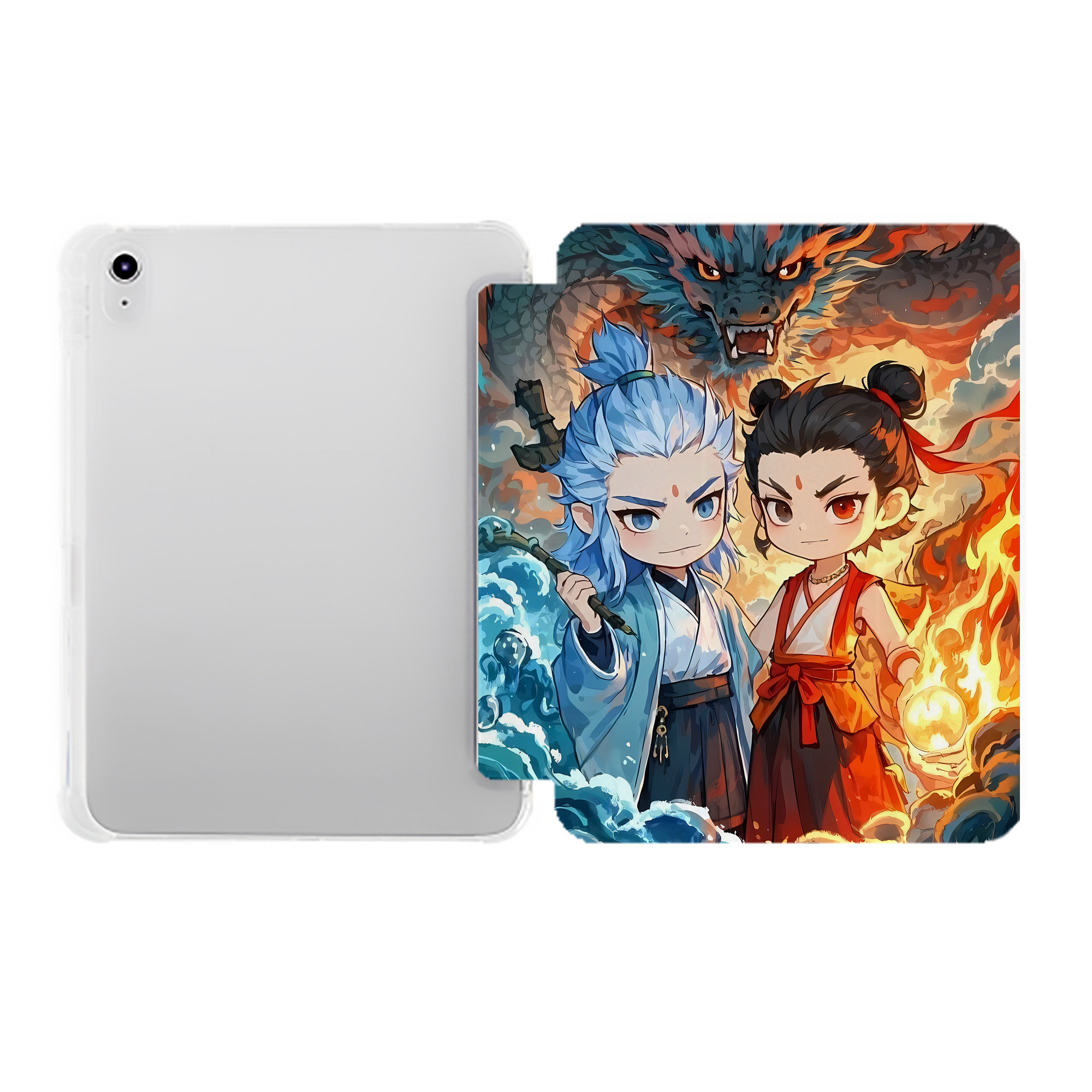 （画像用） Ne Zha 2 ナタ 魔童の大暴れ IPad ケース ペン収納付き 三つ折りスタンド PUレザー×シリコン 対応機種9.5/10.5/10.9インチ